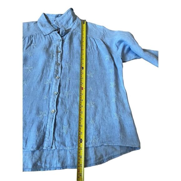 NWT Charlie B Linen Stars Embroidered Button Front Top size L - Picture 5 of 13